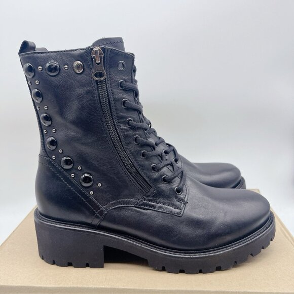 NeroGiardini Studded Leather Platform Combat Ankle Boot Booties Black EU 39 US 9 - Picture 2 of 12